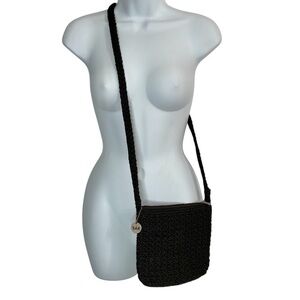 THE SAK Black Mini Woven Crossbody Bag